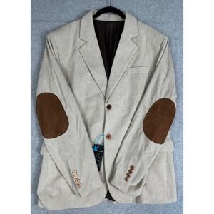 Unbranded Corduroy Blazer Mens XL Tan Elbow Patches Sport Coat Academia NEW